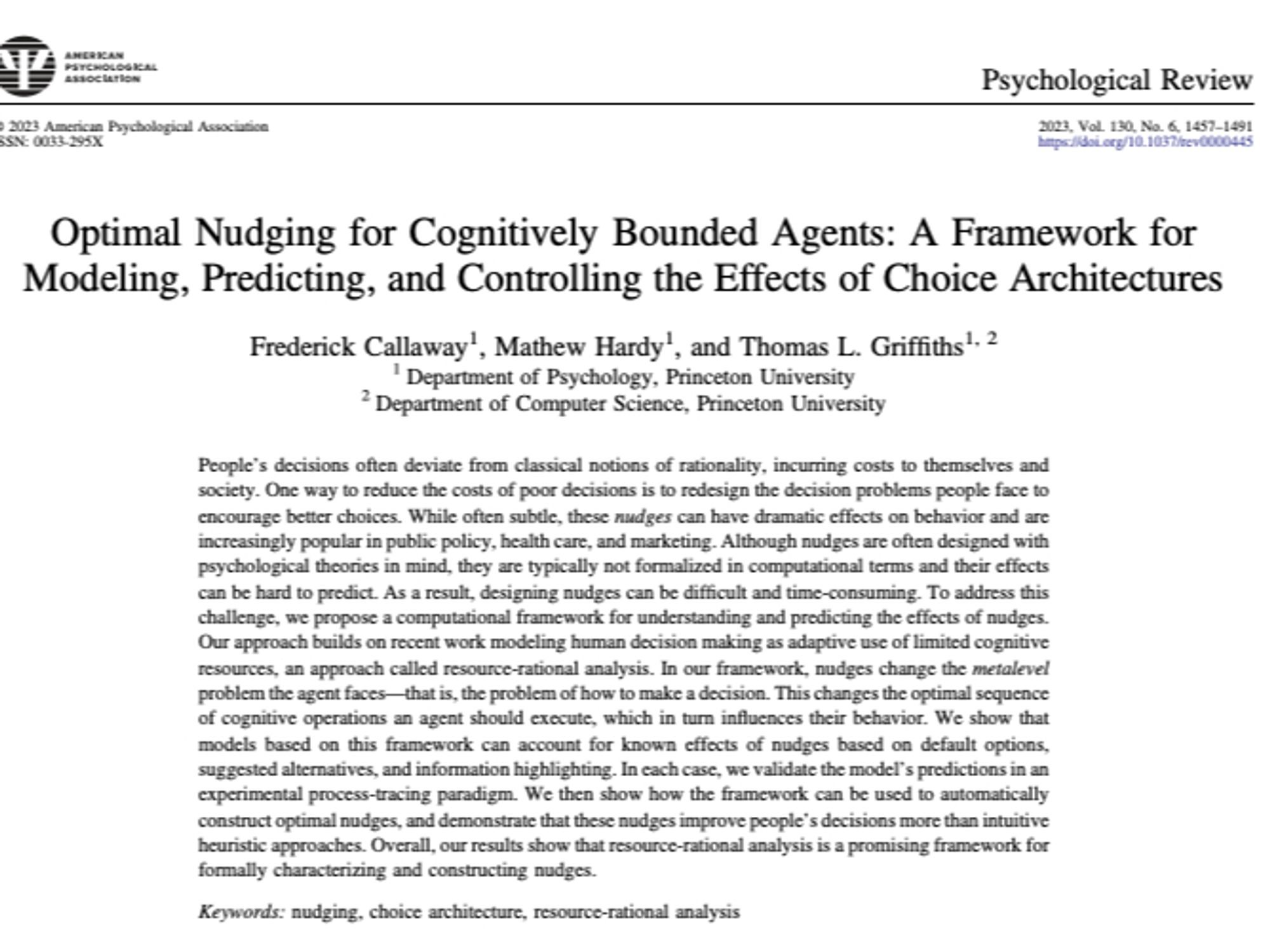 Optimal Nudging for Cognitively Bounded Agents: A Framework for Modeling, Predicting, and Controlling the Effects of Choice Architectures