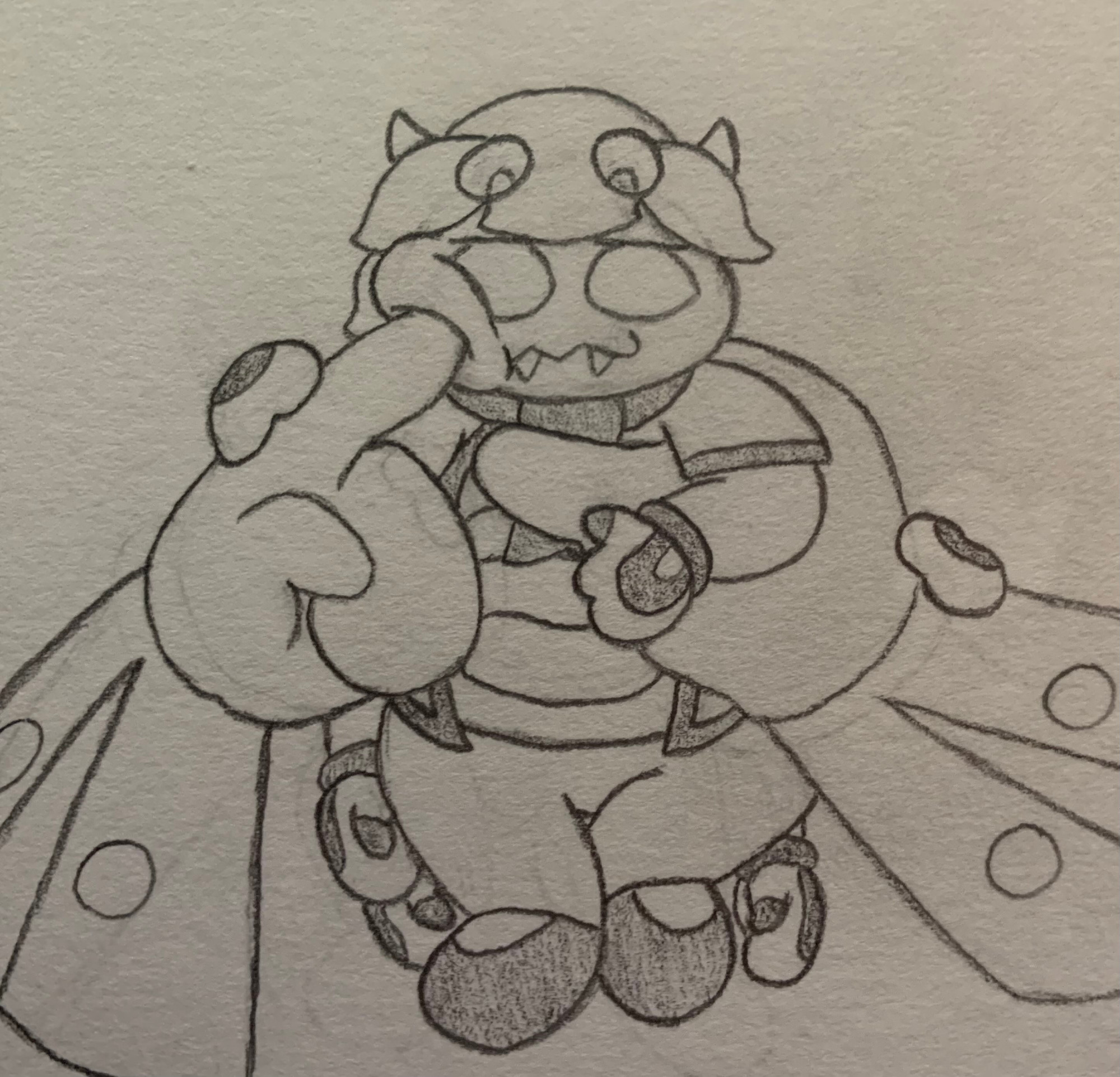 A humanoid design for Taranza. He is extremely tiny, and being held by the hands of Susie, who is the point-of-view. Susie is poking Taranza's cheek with her left hand. Taranza is mildly uncomfortable with the situation but not protesting.