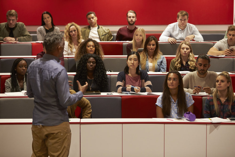 Students being taught in university lecture