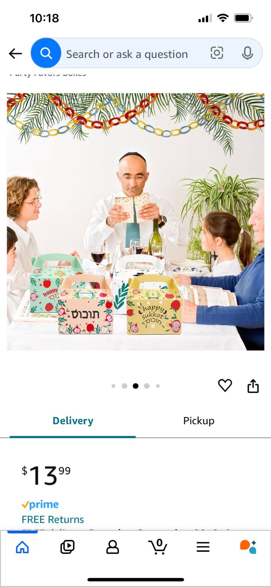 A family sitting down to a meal in a sukkah, in front of boxes with the hebrew word "Sukkot" printed backwards, so that it reads "tuchus". The family is paying attention to the father, who has presumably just recited the blessing on bread, because he is snapping a matza in half.

(Generally, Jews only eat matza on Pesach - which, to be clear, is a different holiday entirely)