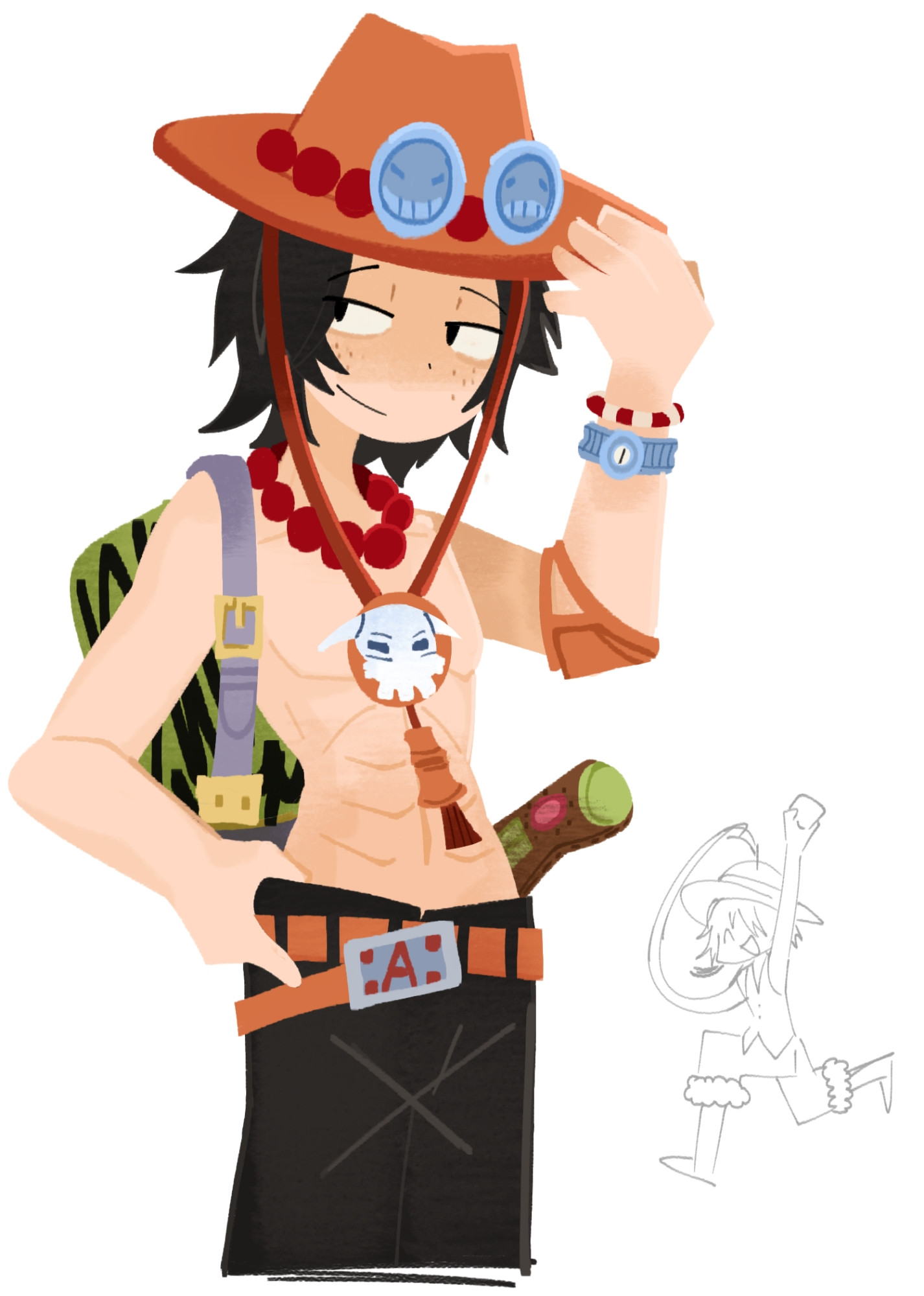 portgas d ace from one piece. also luffy is in the back