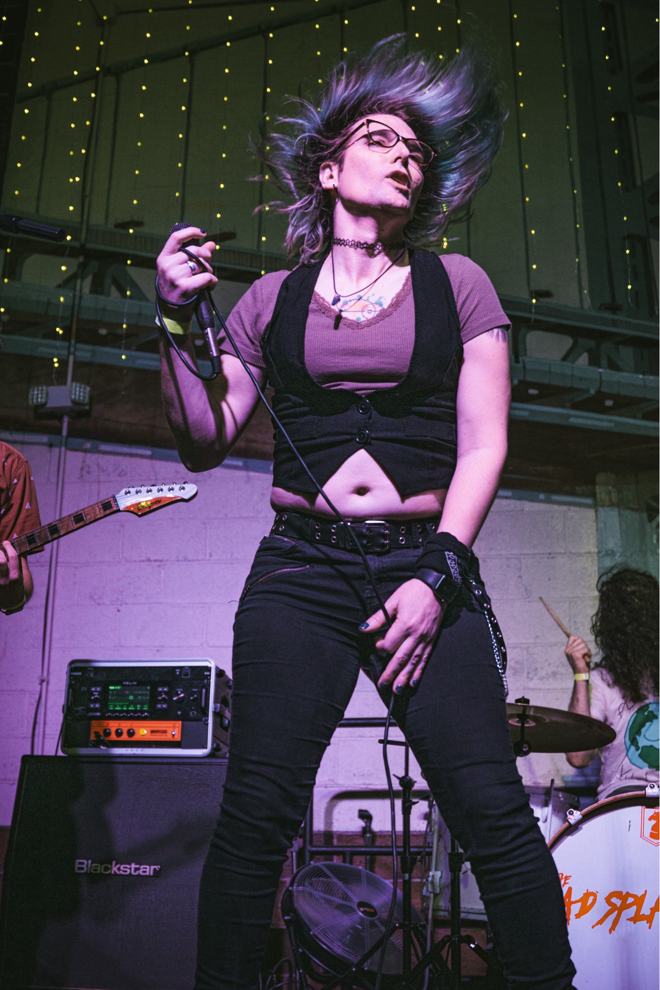 Emily on stage performing with Danger Club