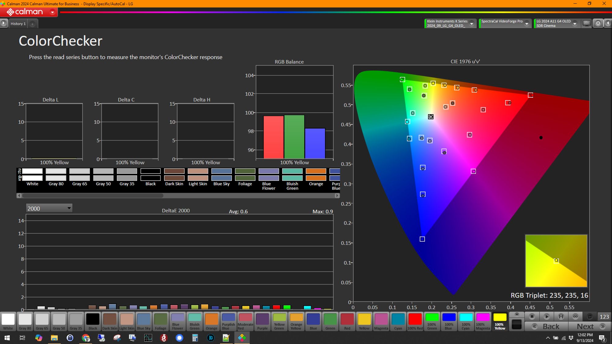 Calman display calibration software's ColorChecker tool