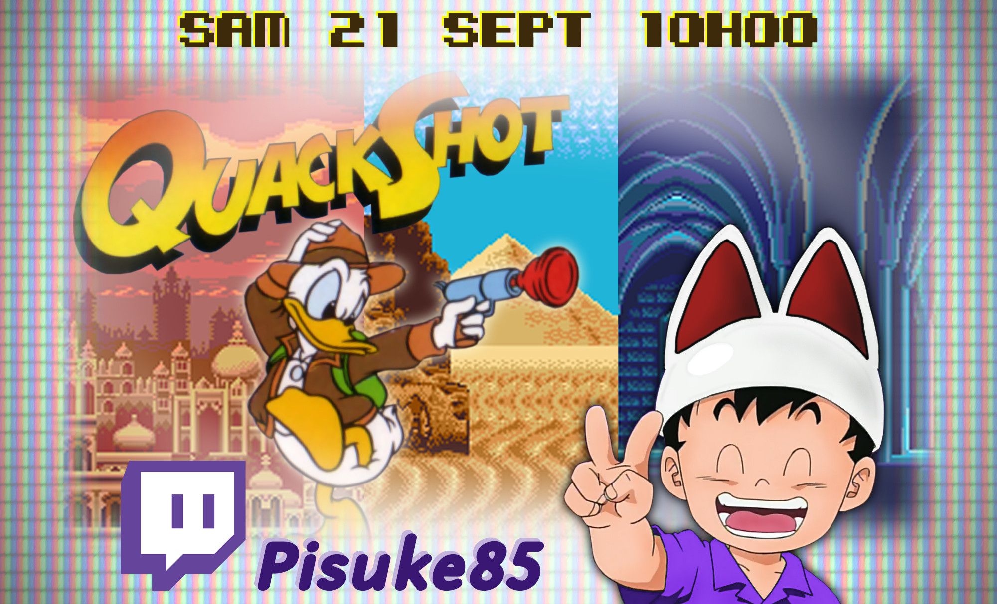 Prochain stream de Pisuke85 sur Twitch, QuackShot Starring Donald Duck : samedi 21 septembre 10h.