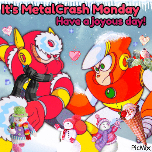 MetalCrash Monday Picmix (Winter Variant). Metalman and Crashman on a cute snowy winter date <3