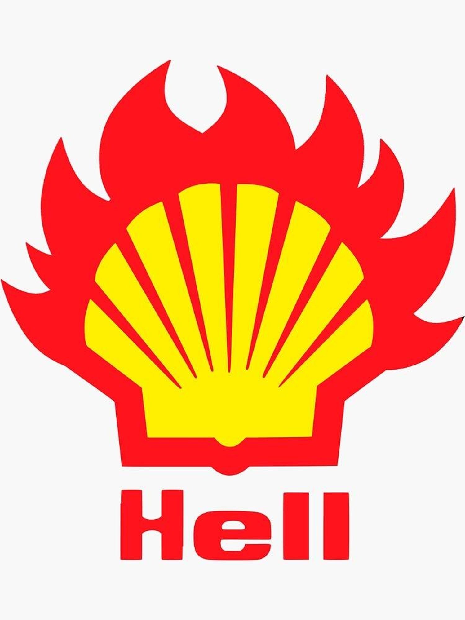 Shell logo, but without S and with flames