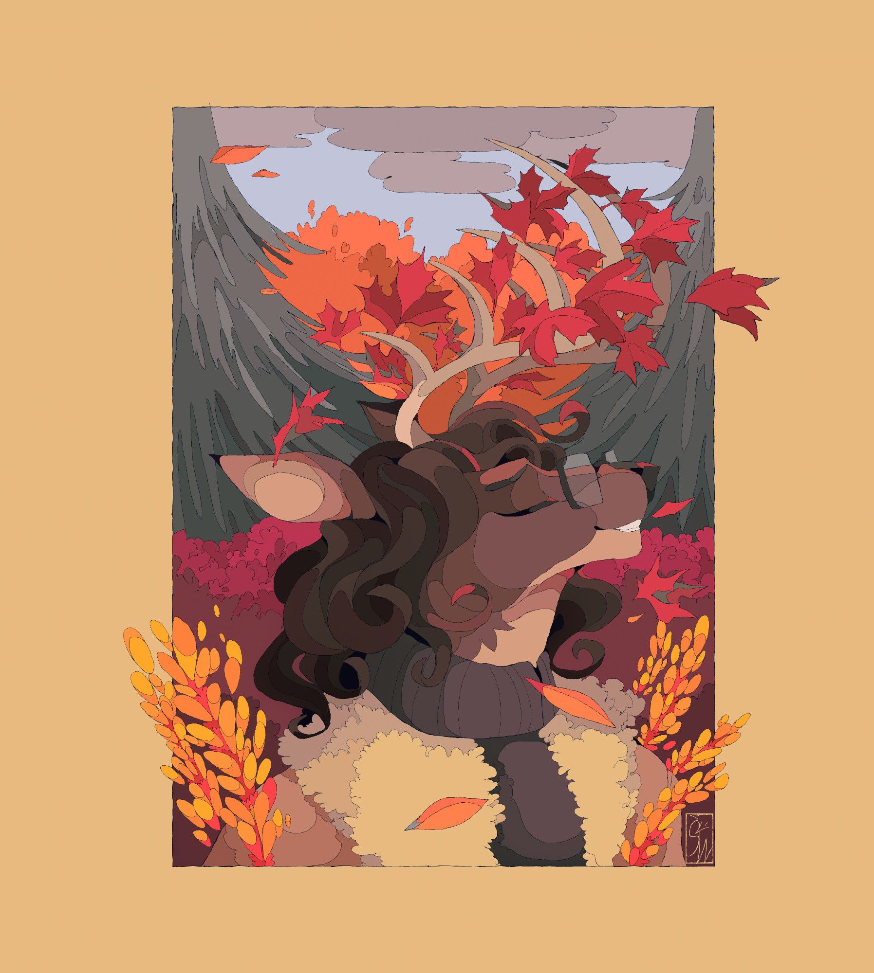 deer anthro anthrodeer deersona fursona fursonadeer furry fur furryart fall autumn autumnillustration peaceful leaves leavesfall autumnleaves season fallseason furryillustration anthroillustration