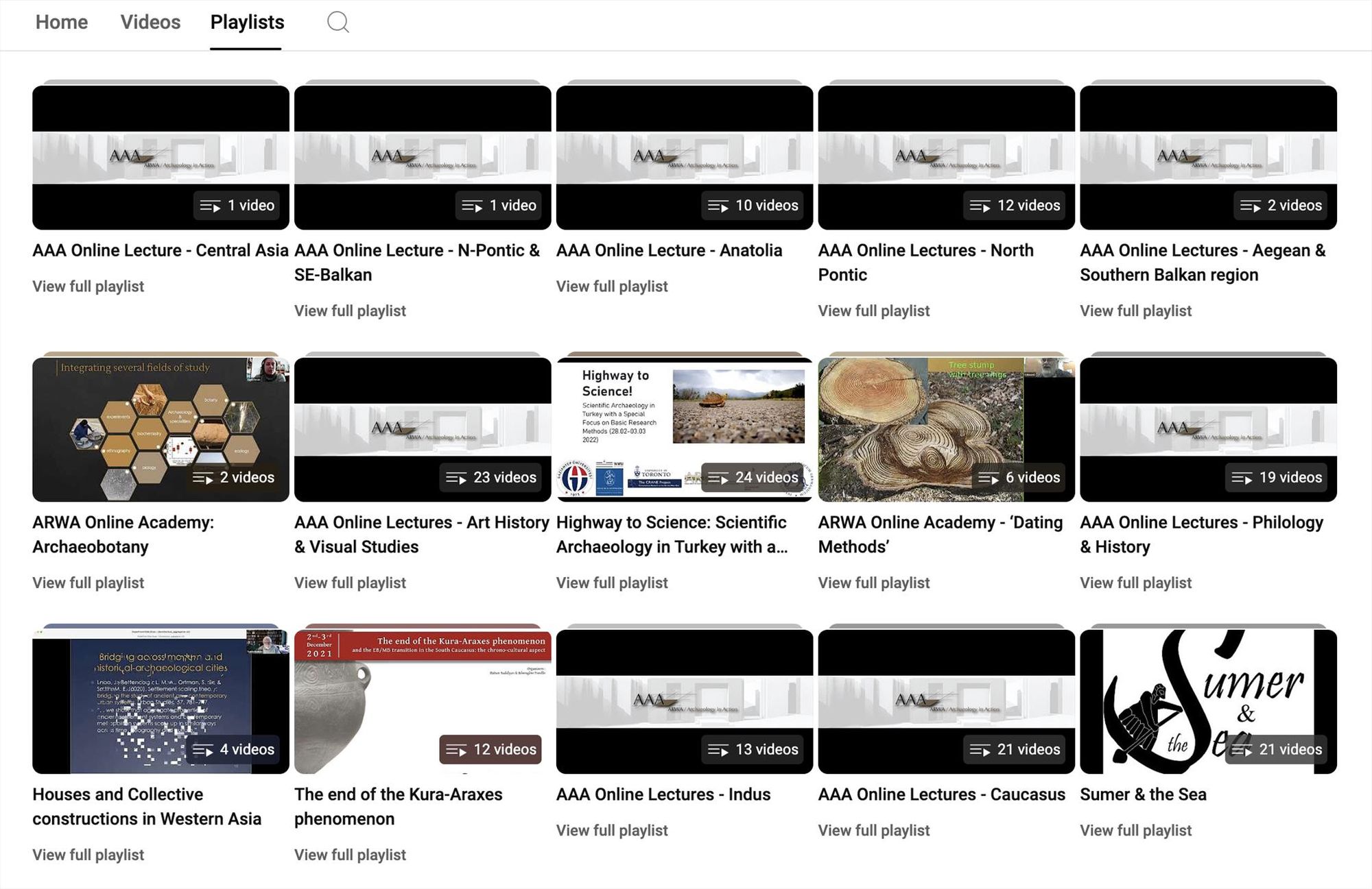 A series of video stills in rectangular boxes (5 across and 3 down) from youtube with a description of what each covers underneath.