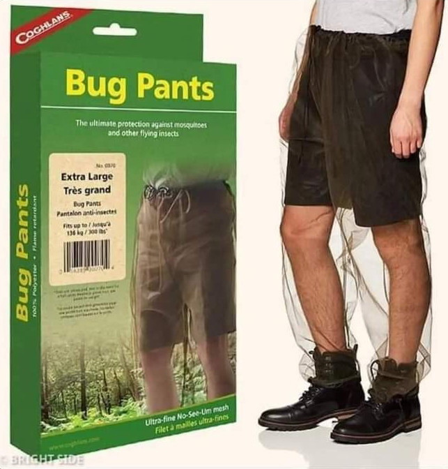 Bug pants extra large (shorts with an antibug net draping down them)