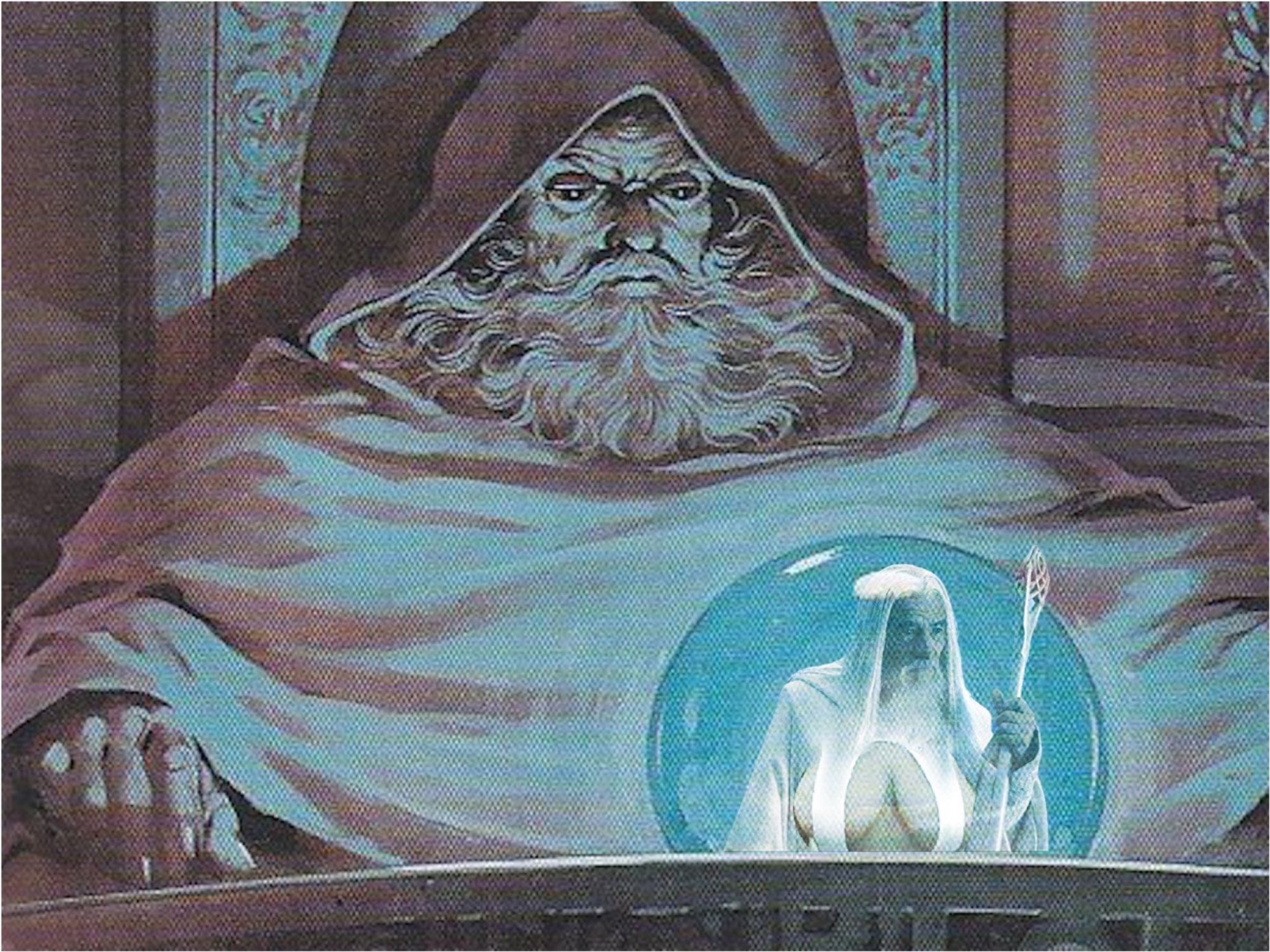 Wizard pondering his orb, it contains Gandalf Big Naturals