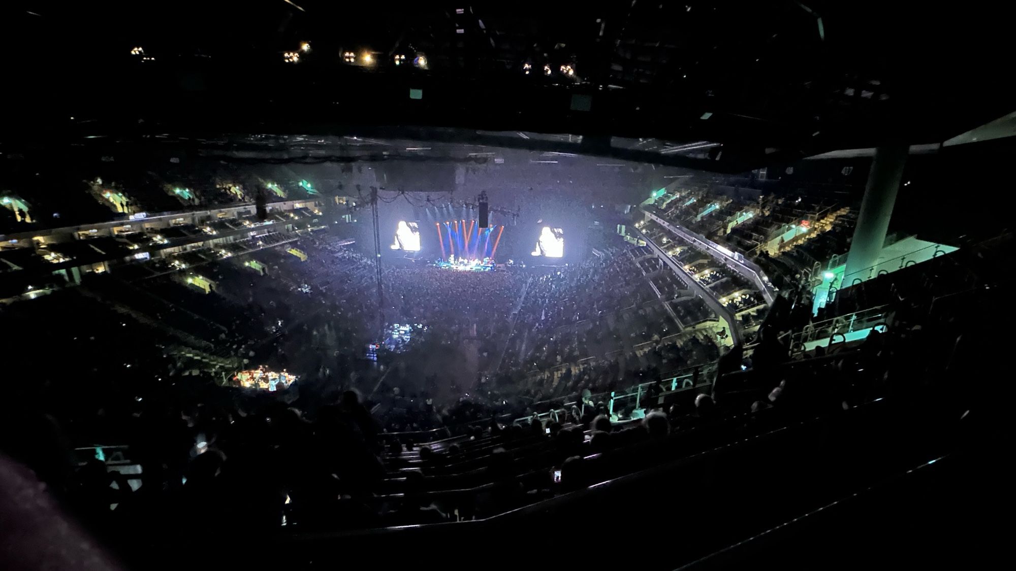 Sittning in the rafters on Uber Arena looking down on 17000 people