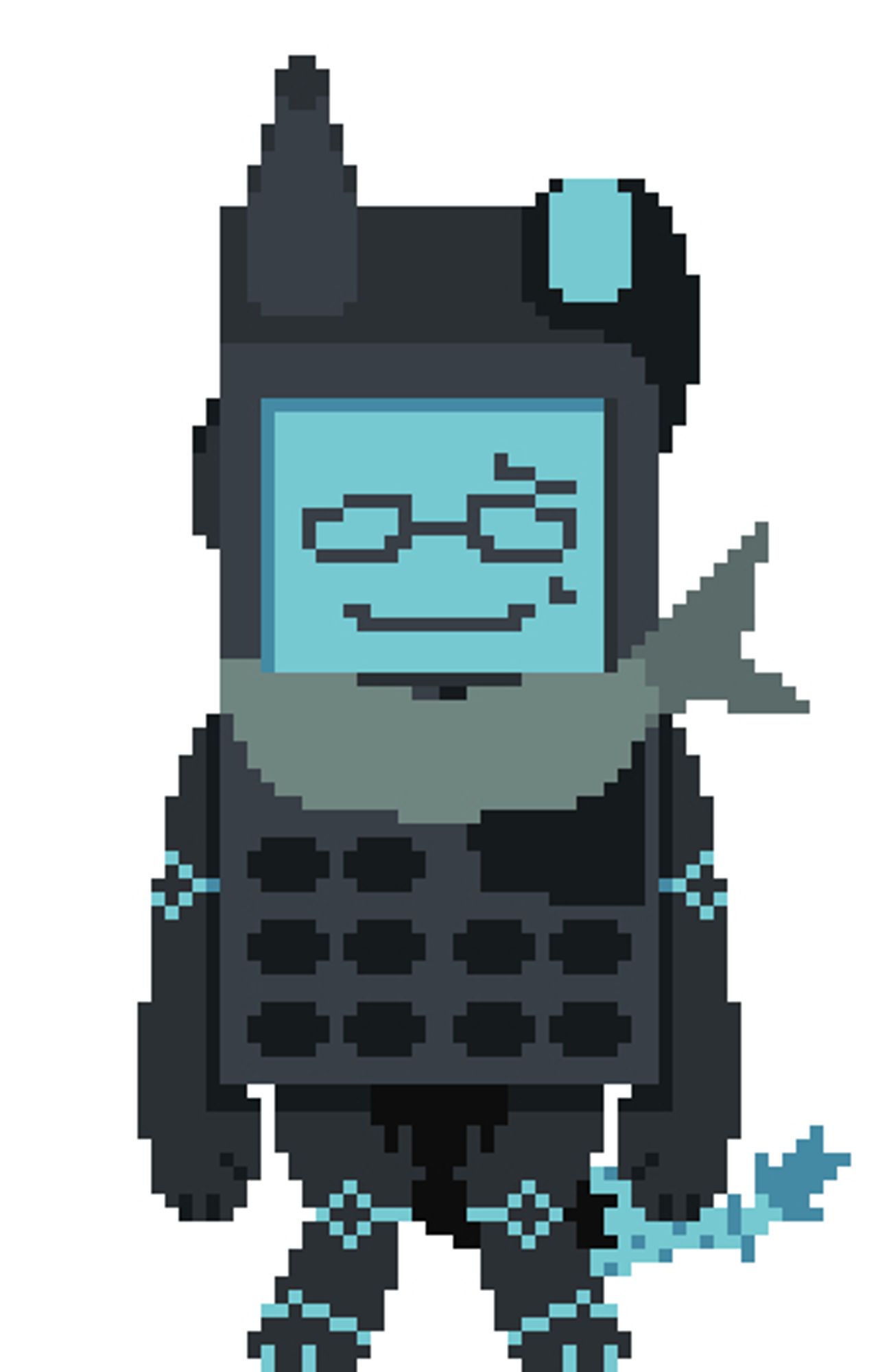 Robotic Fish Phone Hybrid OC #pixelart