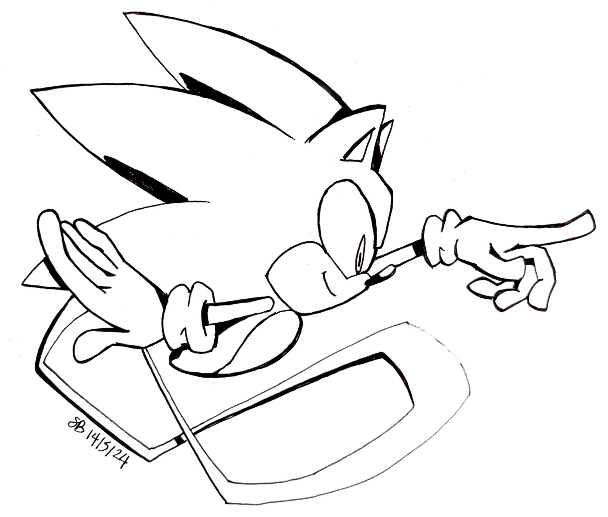 line drawing of Sonic the Hedgehog from the Sega game series