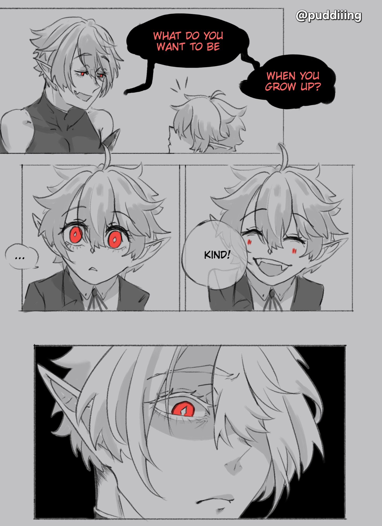 Comic of yanis meeting his younger and innocent self. Asking him what he wants to be when he grows up and younger Yanis responding he wants to be kind. Older yanis looks at himself in contempt.