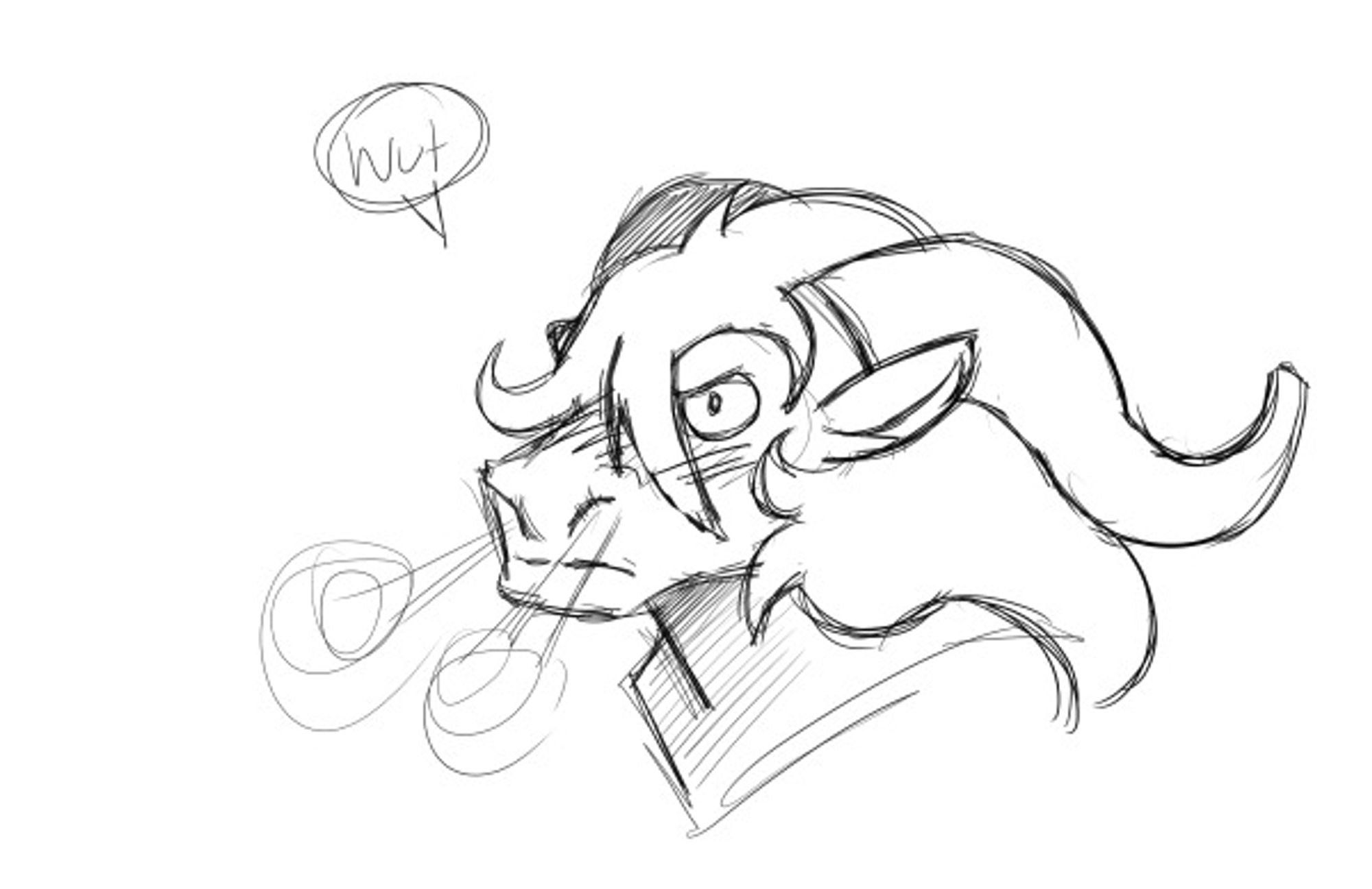 A lady tauren priest snorting in embarrassment.