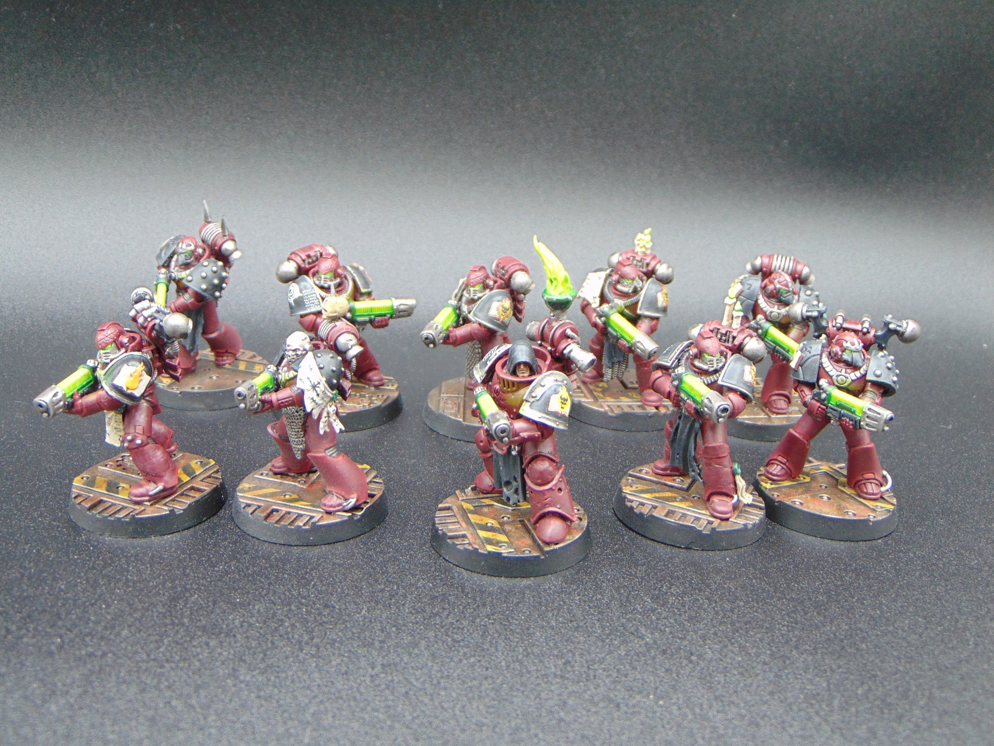 A Tactical Support Squad of Word Bearers for Horus Heresy Age of Darkness with Warpfire Blasters