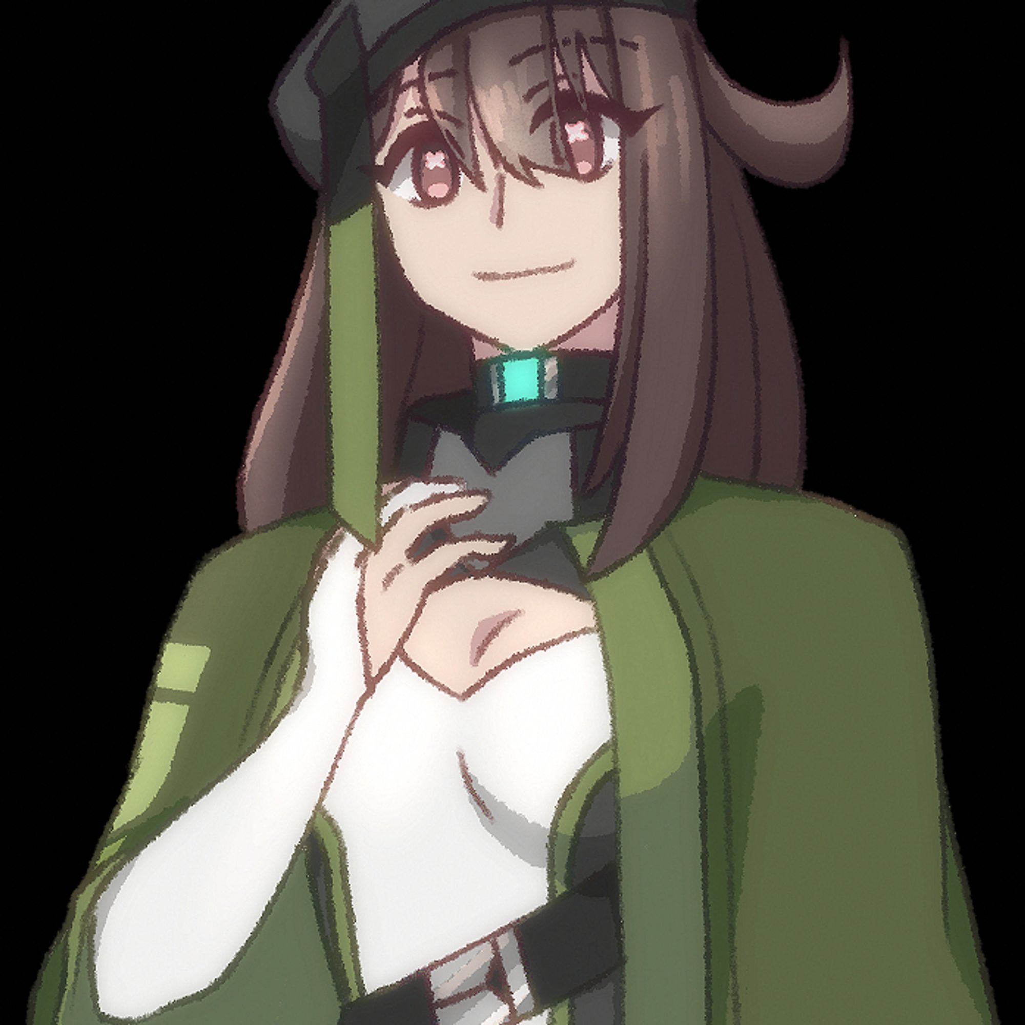 Official fullbody illustration of Dellis. She appears to be slightly smiling with her right hand near her chest.