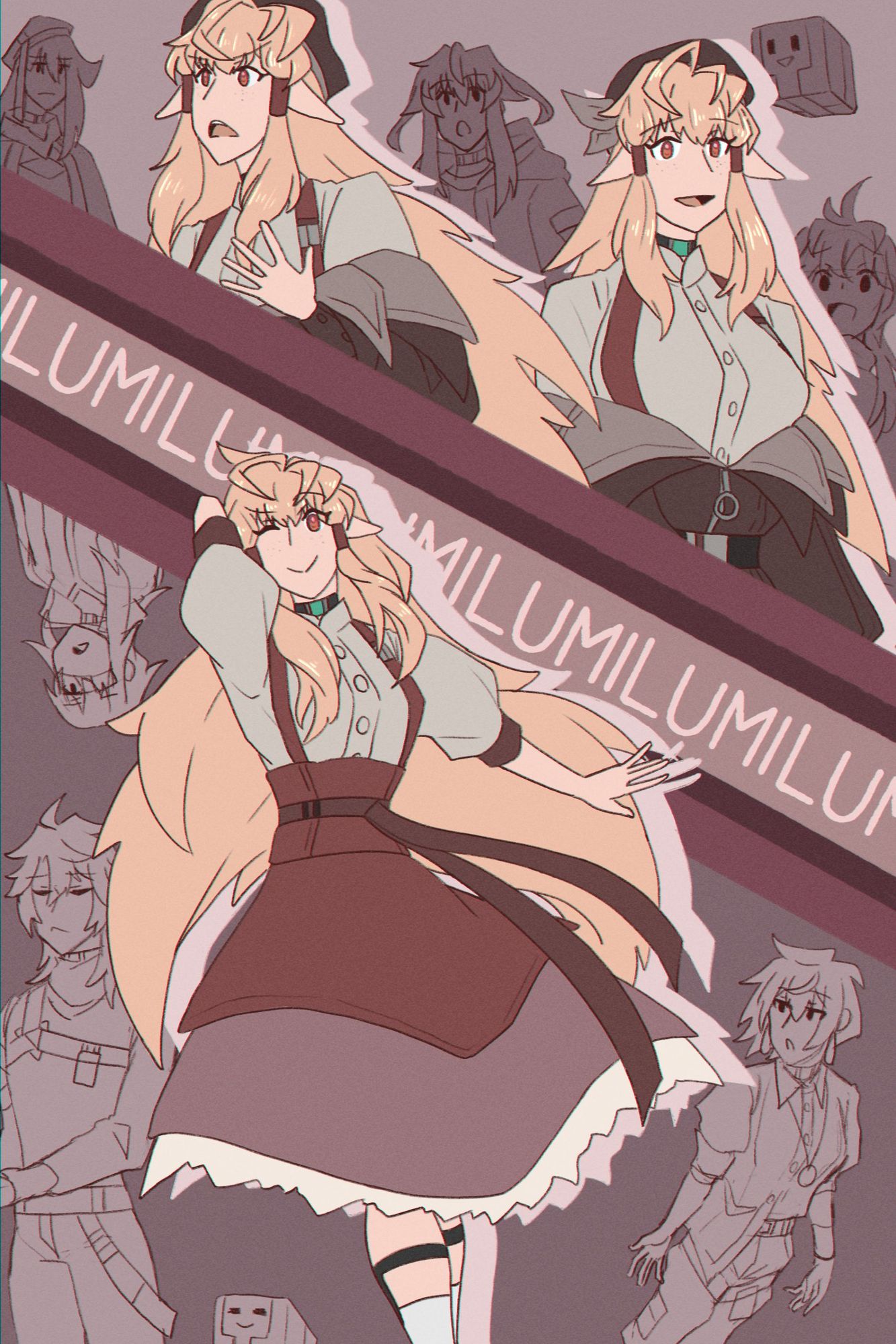 Illustration of Lumiele with other characters/OCs from PROXIMA×EXPRESS