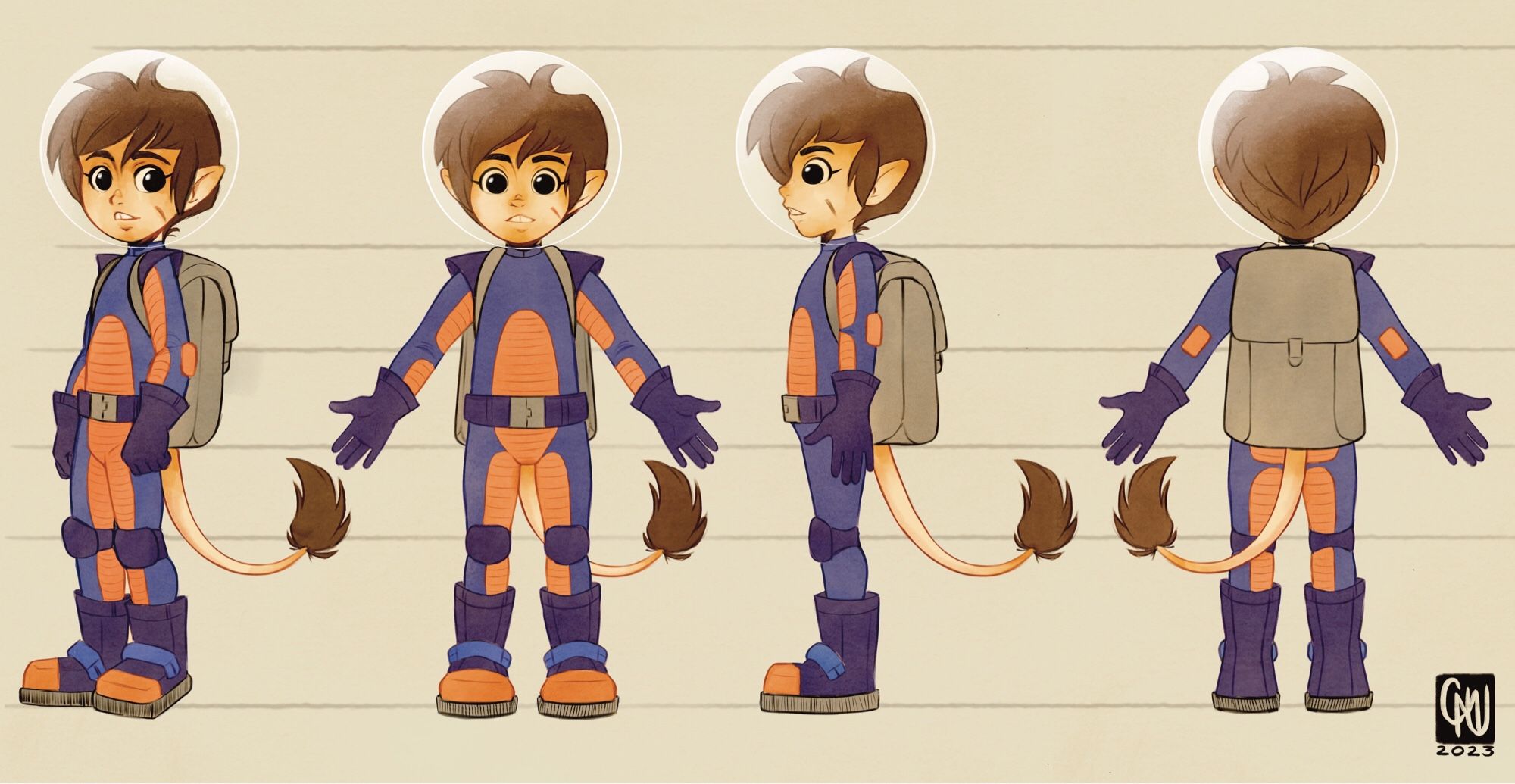 Character Turnaround of space explorer child