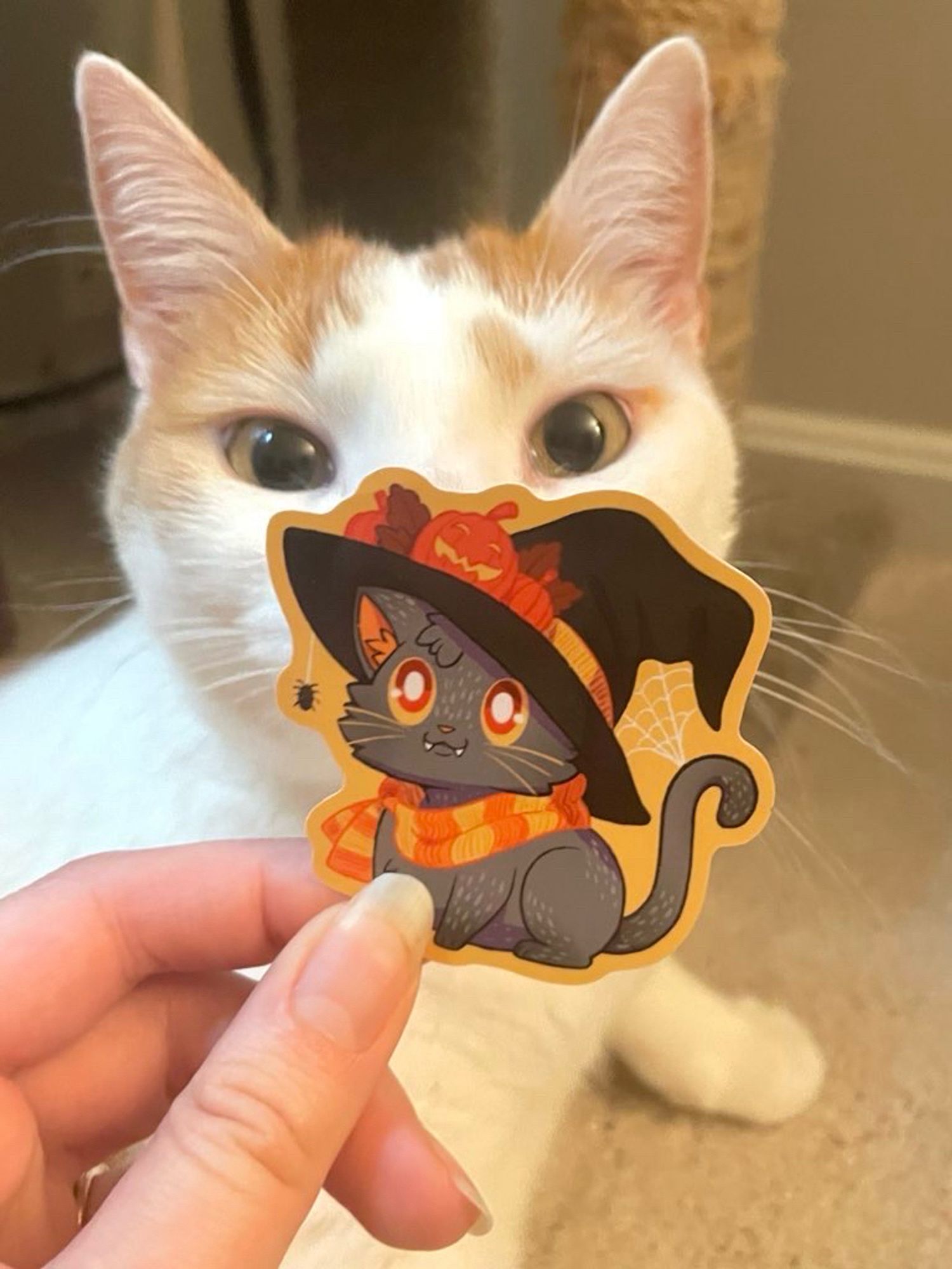 Sticker art with cat Halloween Samhain