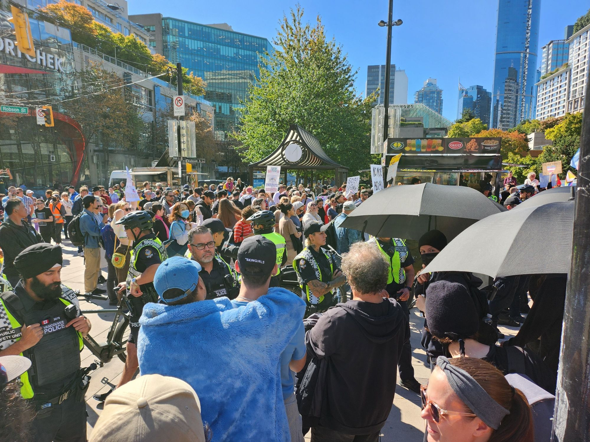 Cops protecting the few counter protestors