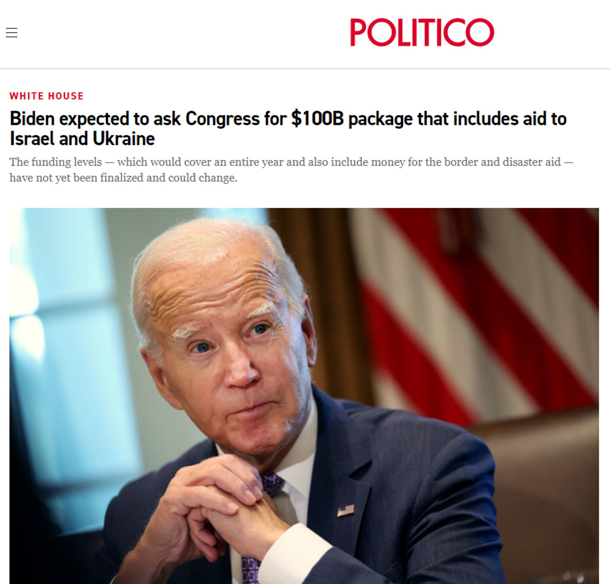 Biden expected to ask Congress for $100 billion package that includes aid to Israel and Ukraine (and also include money for the border)