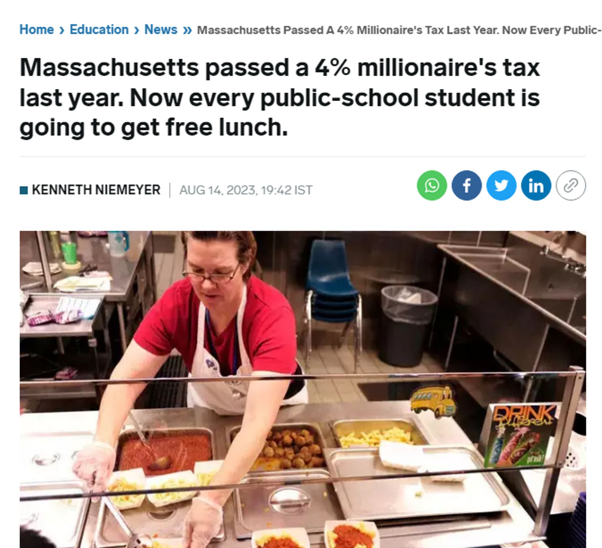 4% millionaire's tax in Massachusetts just made every public school have free lunch