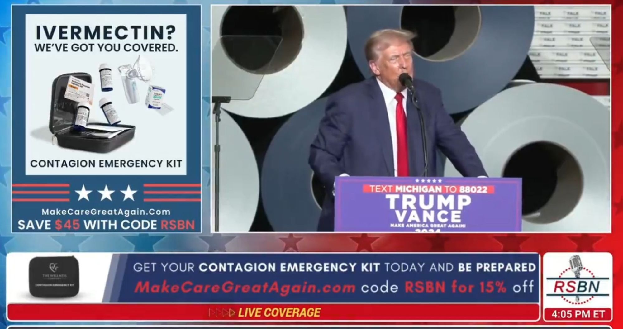 Trump speech with Make Care Great Again ivermectin supply