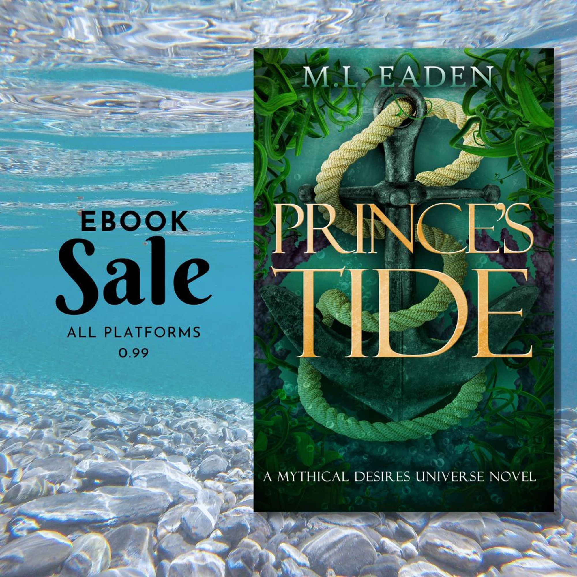 ebook sale - all platforms - 0.99 USD - Cover of Prince's Tide with an underwater background