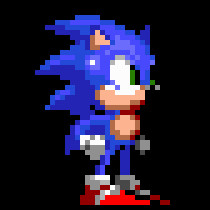 A Sonic sprite I made in 2020 just after the first Sonic movie released. It is an simple edit of the Sonic 2 (1992) sprite with blue arms and green eyes.