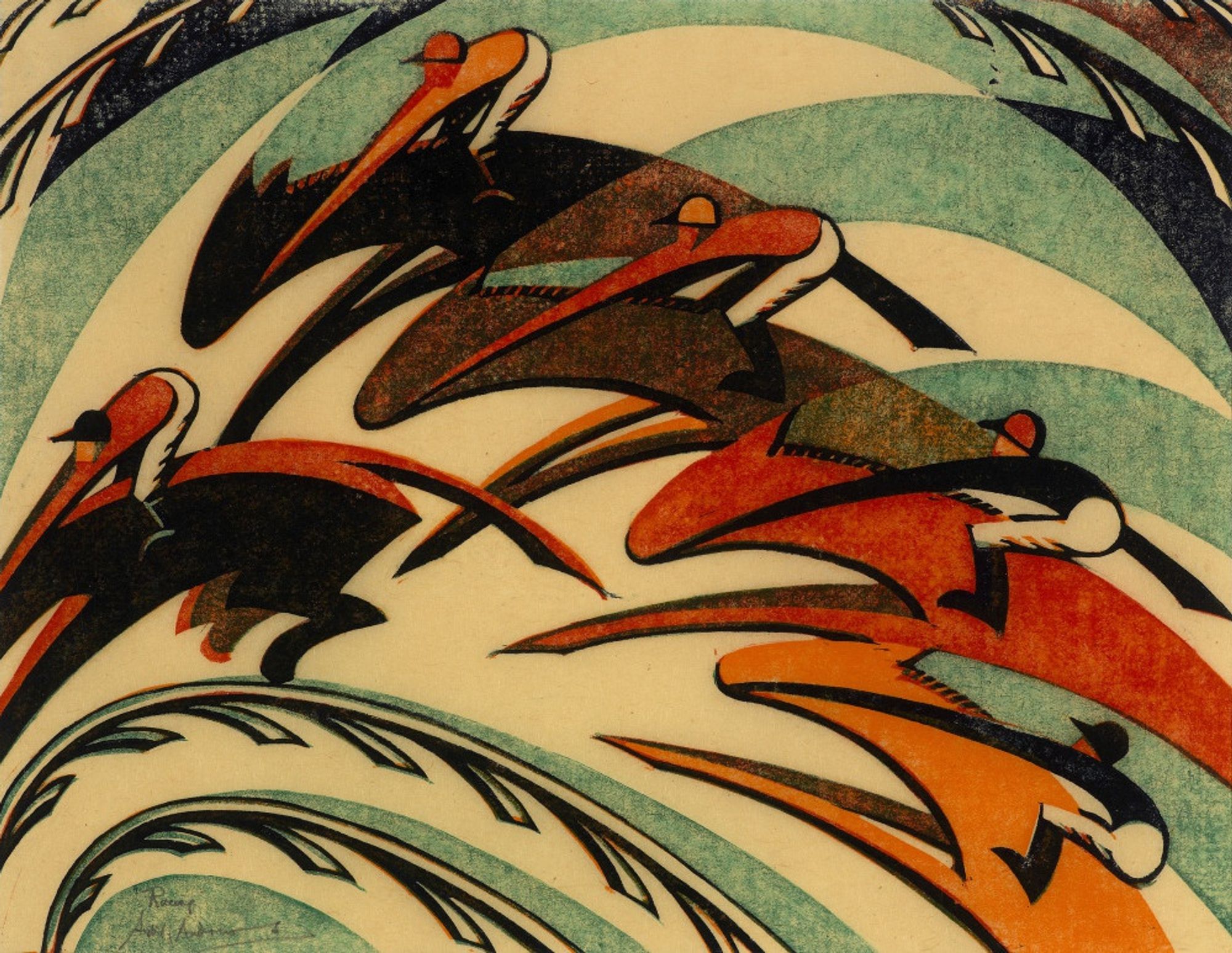 Sybil Andrews linocut