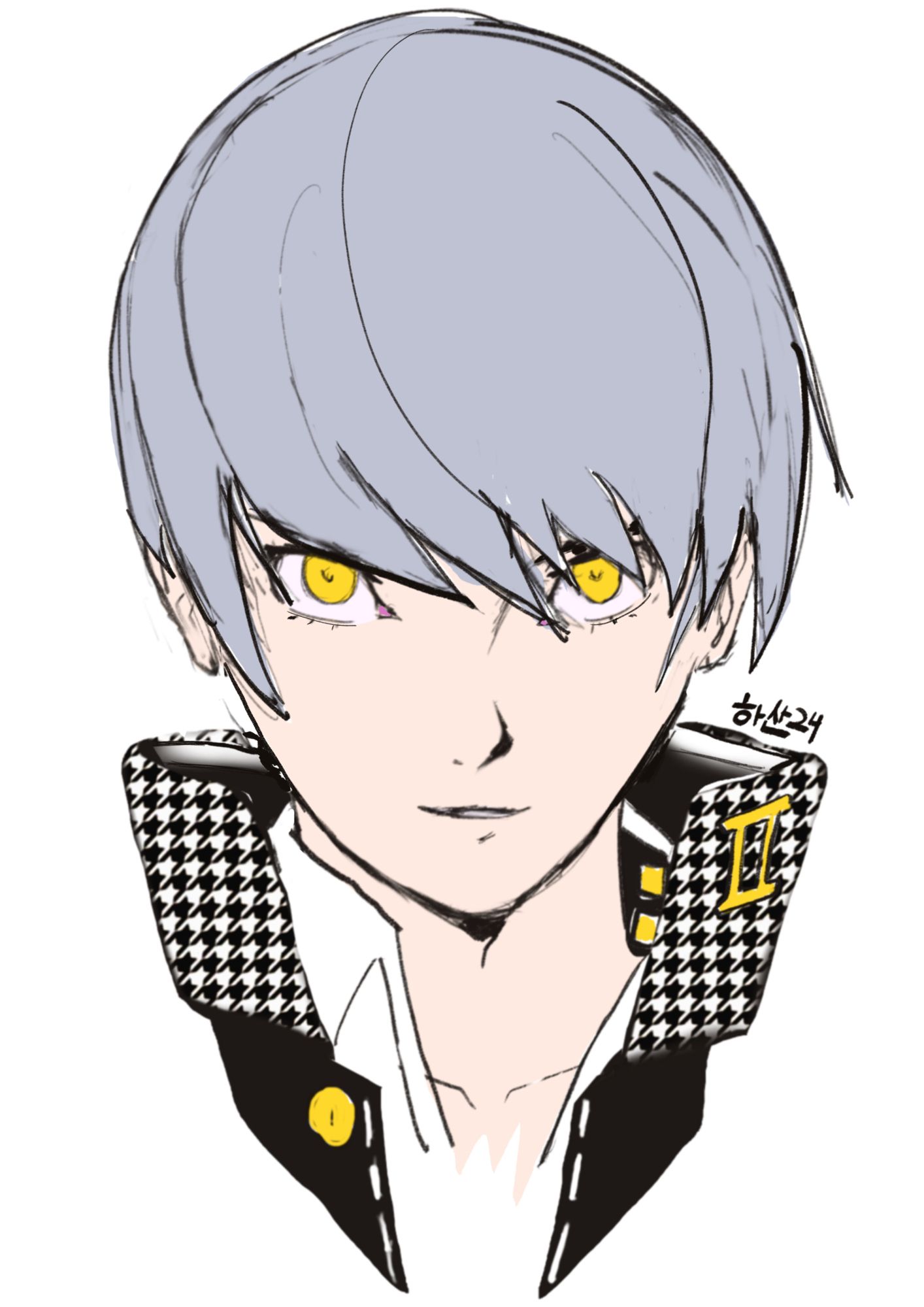 Sketch portrait of Protagonist from Persona 4