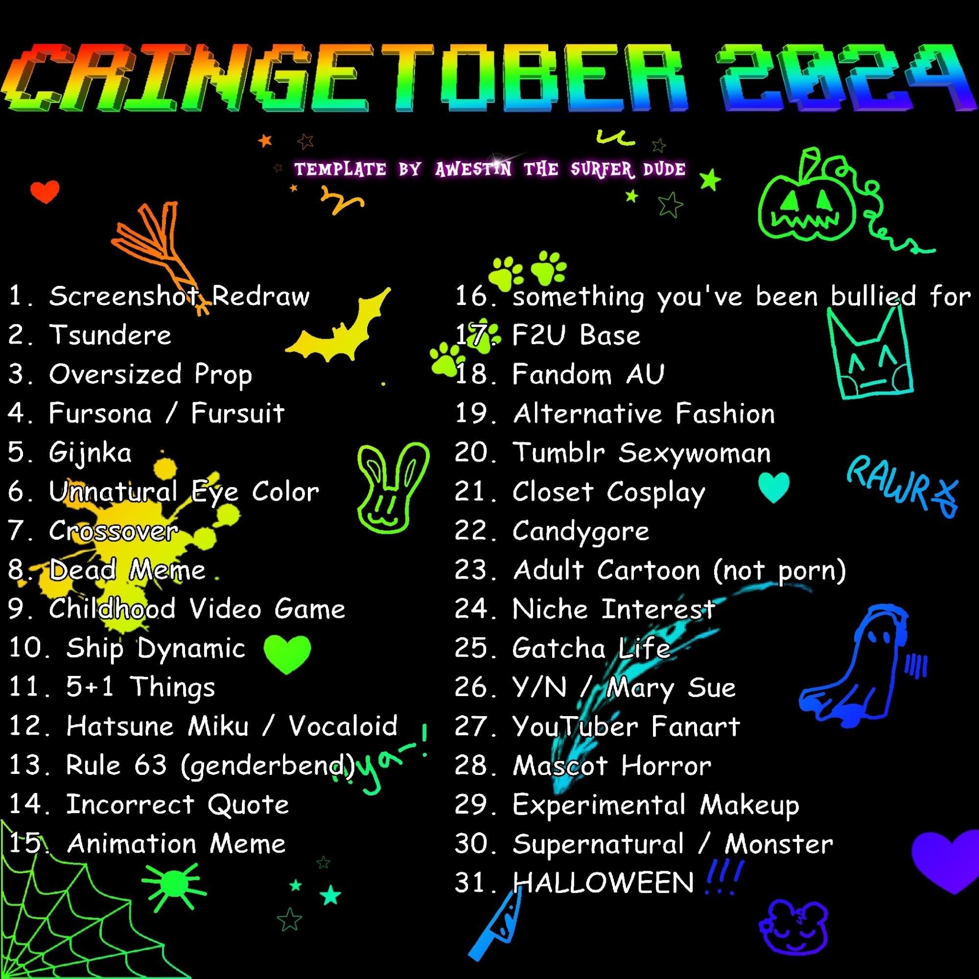 Lista do Cringetober 2024