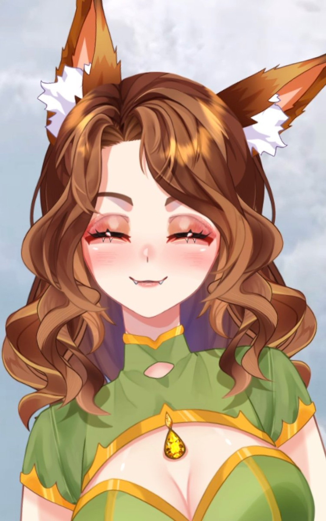 Ginger fox girl VTuber smiling :)