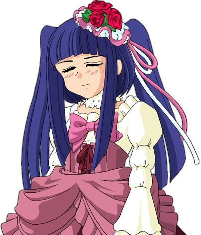 solemn erika sprite with a gentle smile and her eyes closed