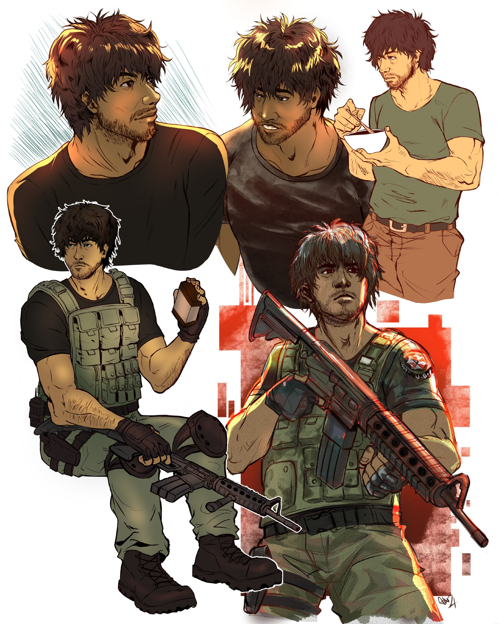 First time drawing Carlos. I wanna get better until I can draw his blasted M4 Carbine in my sleep....