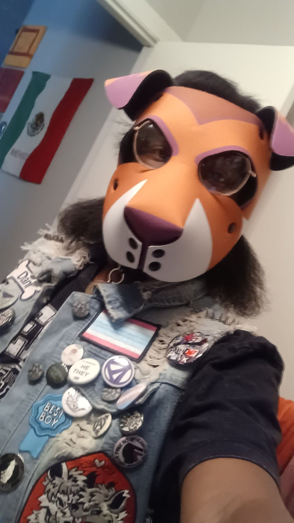 Photo of me in my current puphood and Punk vest