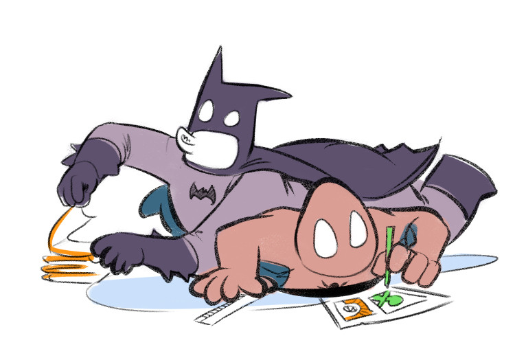 Baman and Pider-Man making comics together