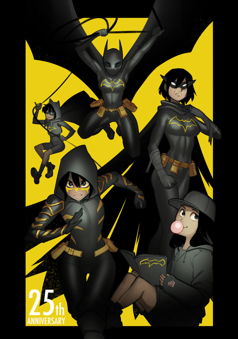 Illustration of different versions of DC Comic's Cassandra Cain.