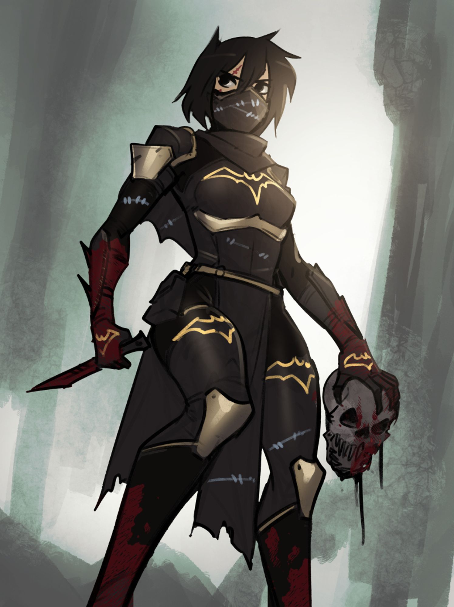 Sketch of Cassandra Cain in Mortal Kombat inspired armor.