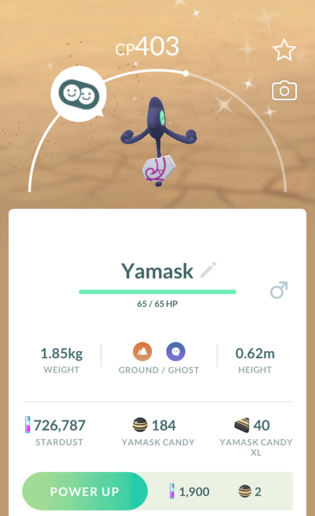 Picture of a shiny Galatian Yamask from Pokémon Go