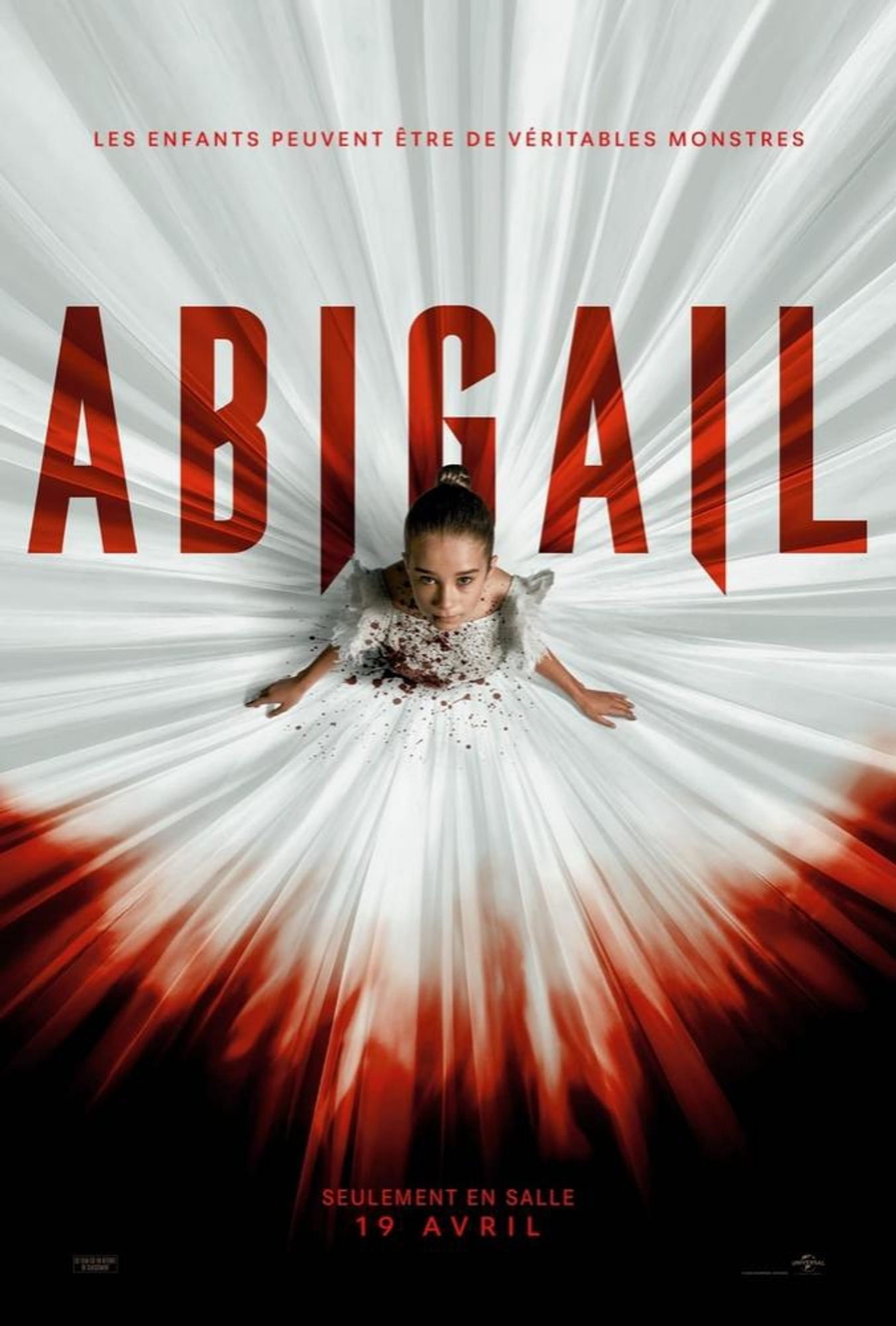 Poster d'Abigail, une ballerine vue en plongée, le bas de sa robe est imbibé de sang.