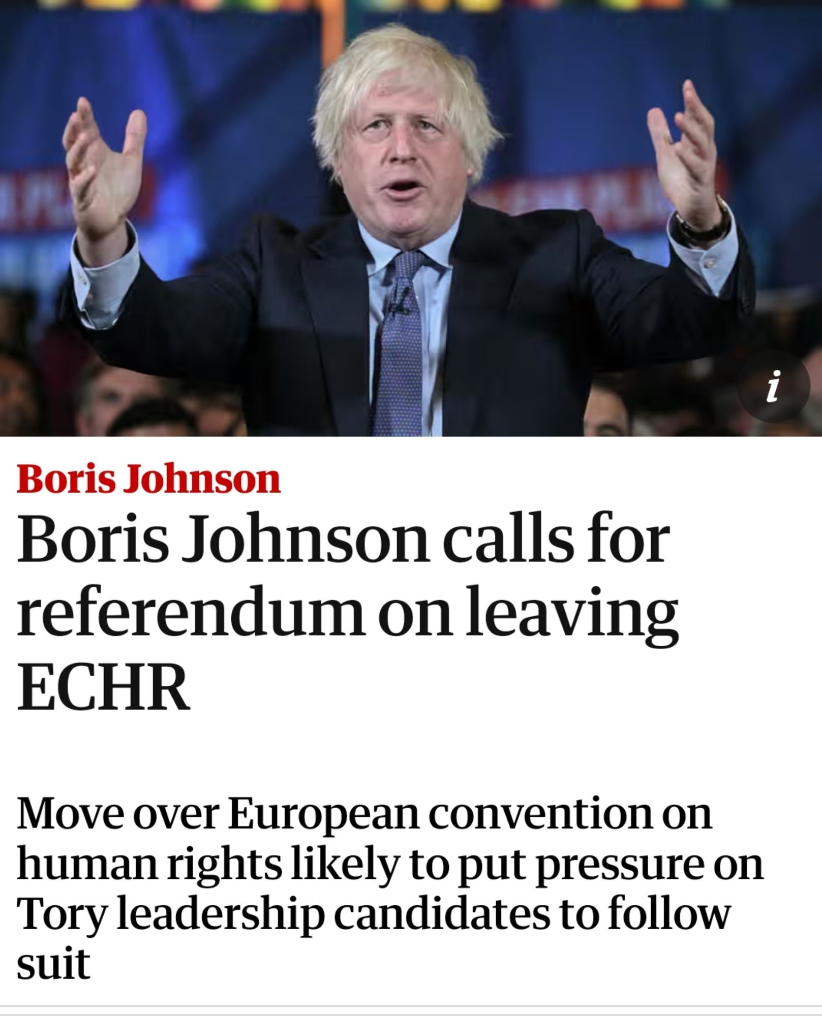 Boris johnson calls for referendum on leaving echr