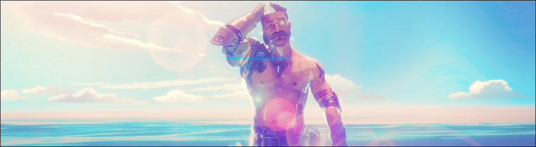 Fuse from Apex Legends shirtless in the ocean