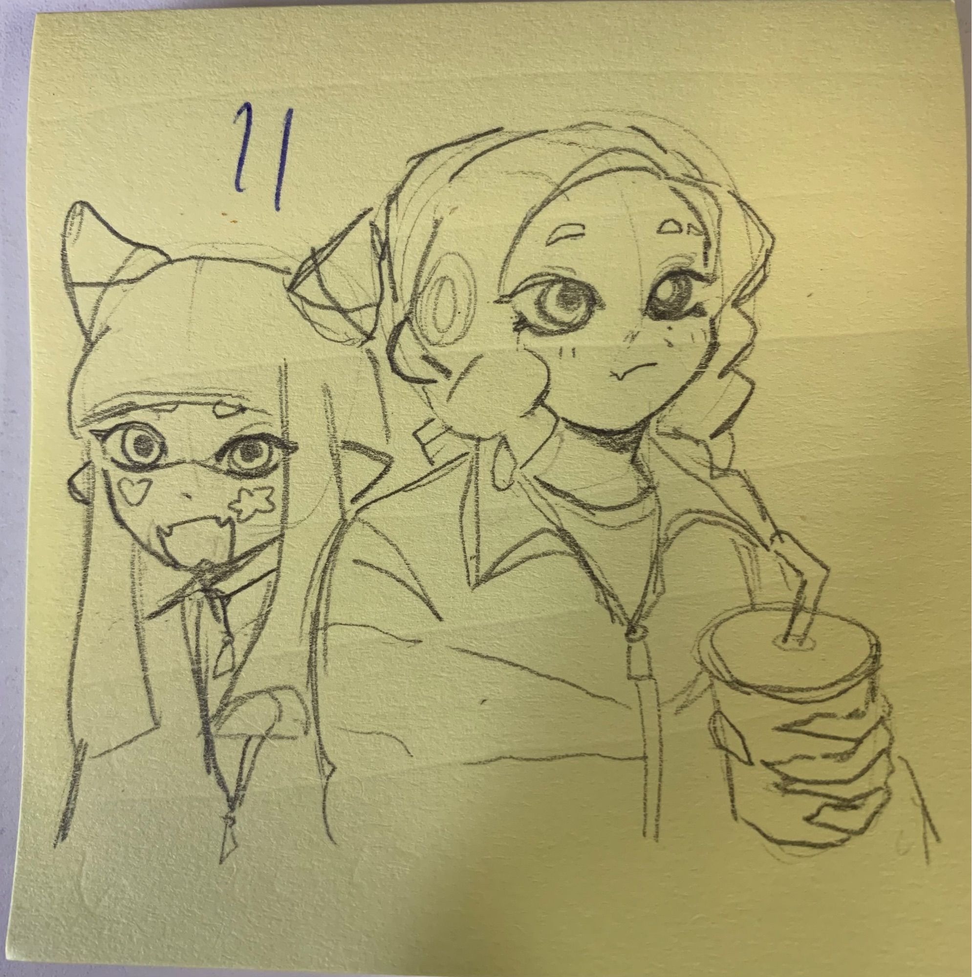 my octoling and a friend's squid