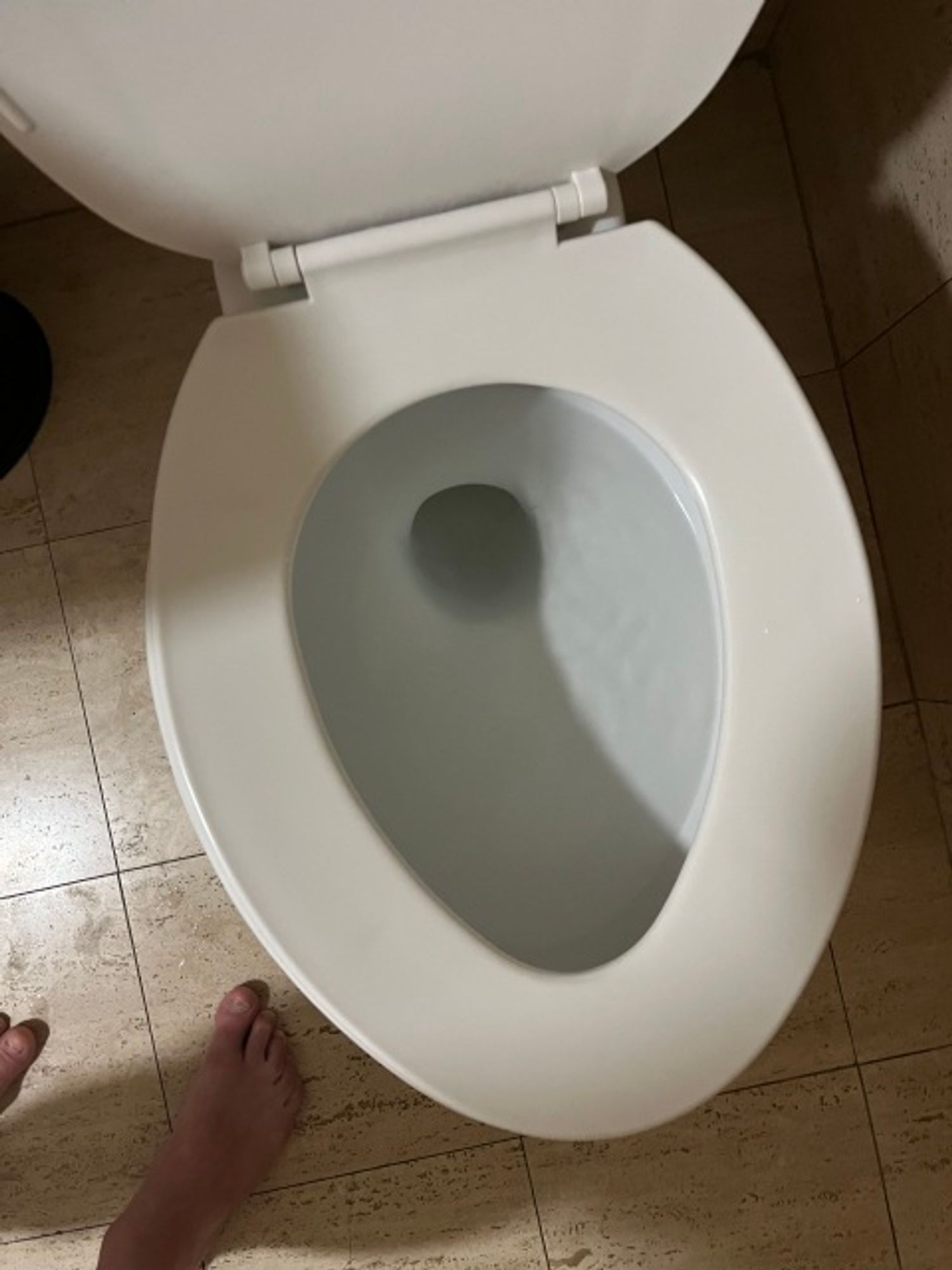 A toilet. It is full, and I mean full, of water.