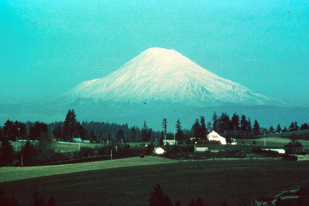 Mount St. Helens in 1977, as seen from near West Linn, Oregon.