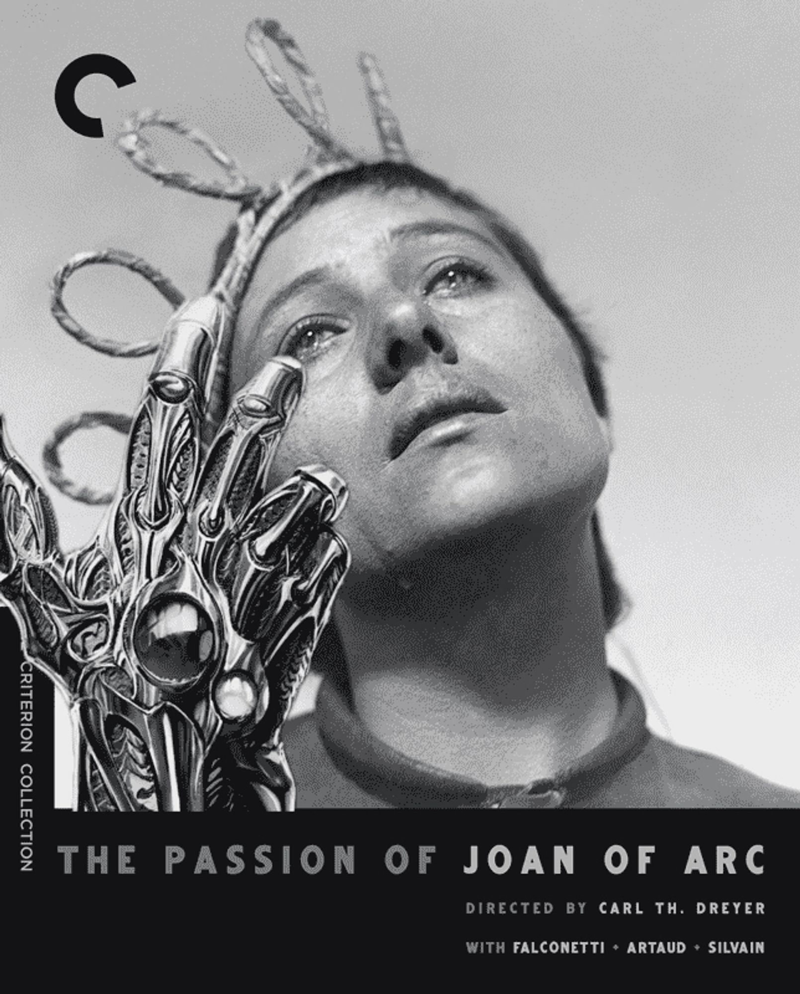 Criterion Collection cover for the 1929 film The Passion of Joan of Arc, edited to have the magical gauntlet known as The Witchblade, one of 13 artifacts that… uh… idk; sometimes comics are more about a vibe…