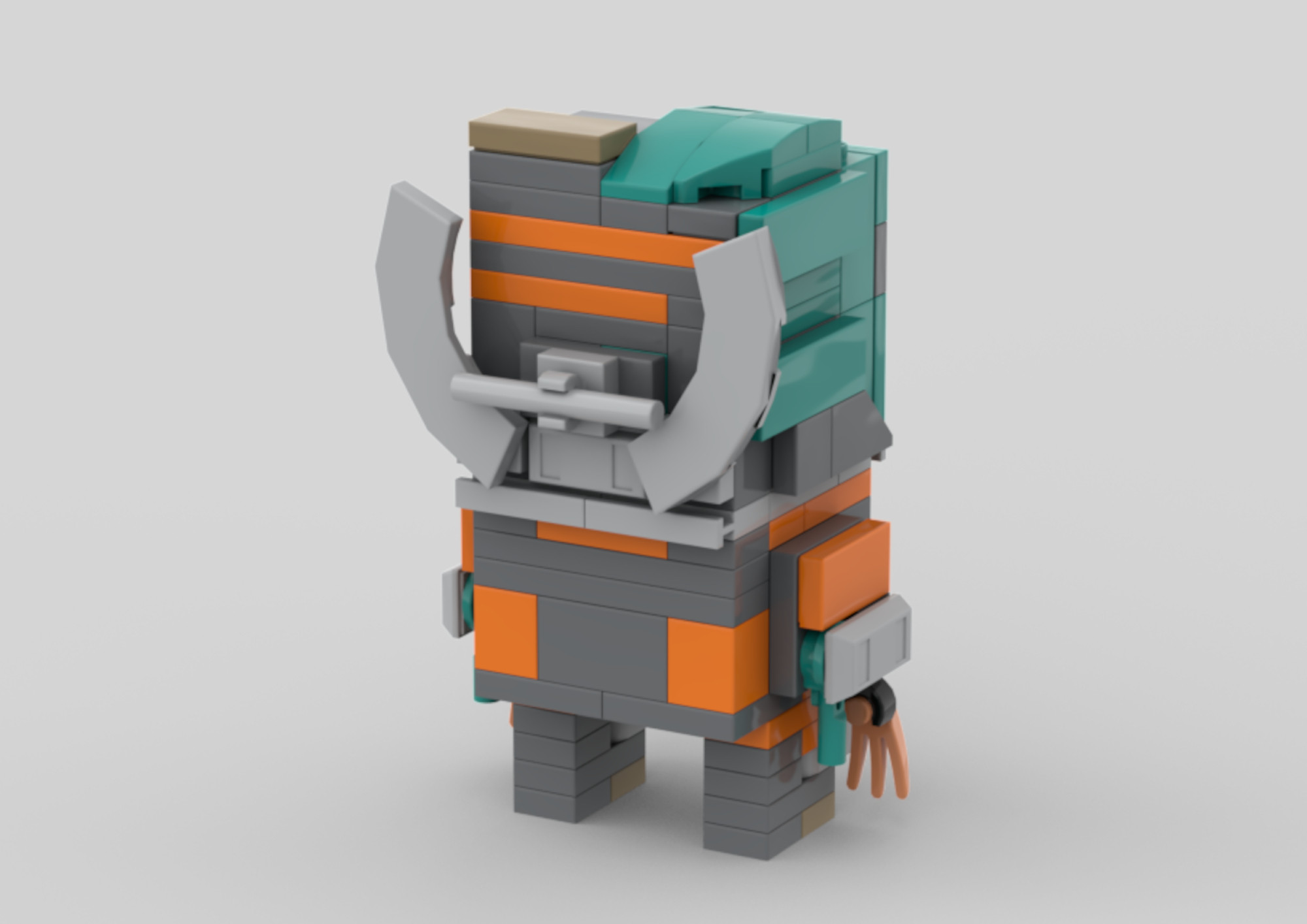 A BrickHead of Valkyr from the back