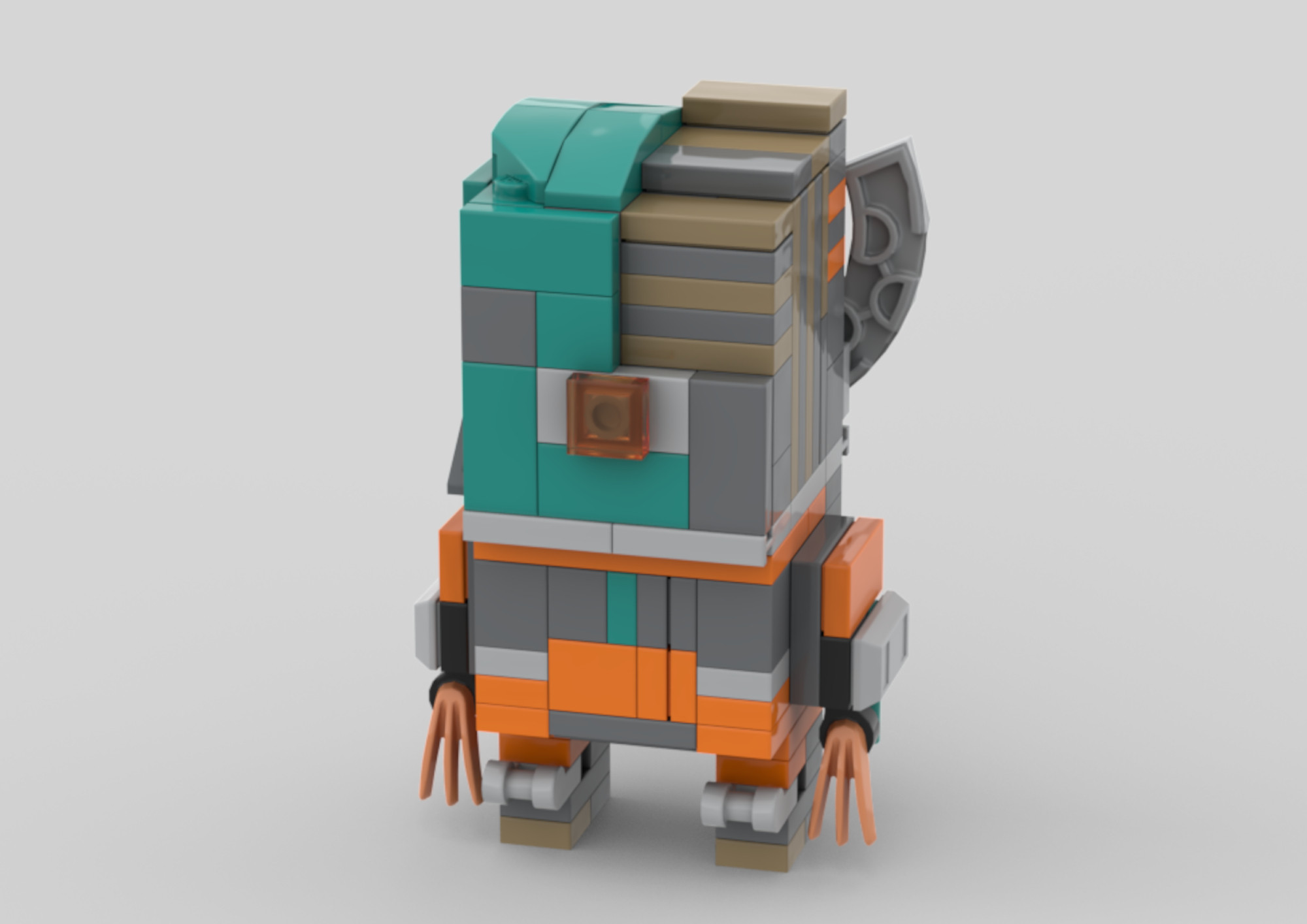 A BrickHead of Valkyr from the front